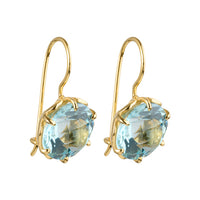 Flore - flowercup earrings with gemstone gold blue topaz