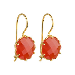 Flore - flowercup earrings with gemstone gold carnelian