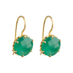 Flore – Flowercup Ohrringe mit Edelstein Gold grüner Onyx