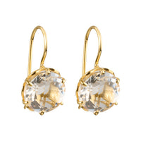 Flore - flowercup earrings with gemstone gold clear quartz