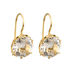 Flore - flowercup earrings with gemstone gold clear quartz