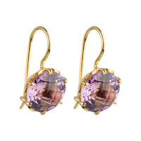 Flore - flowercup earrings with gemstone gold light amethyst