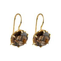 Flore - flowercup earrings with gemstone gold smoky quartz