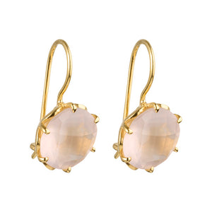 Flore - flowercup earrings with gemstone gold rose quartz