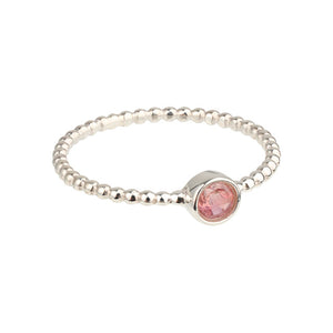 Luna - Geburtssteinring Silber rosa Turmalin Oktober