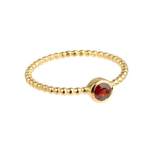 Luna - birthstone ring gold garnet January
