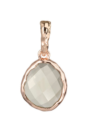 Riva - wavy edge rose gold pendant green amethyst gemstone