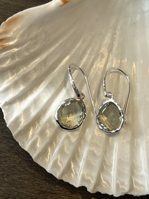 Riva - Wavy Edge Silver Earrings with Green Amethyst