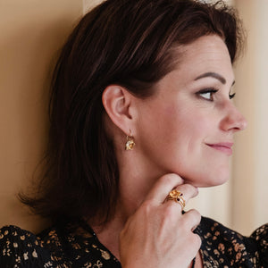 Flore - flowercup earrings with gemstone gold citrine