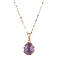 Riva - Kettenanhänger mit gewelltem Rand in Roségold mit hellamethystfarbenem Edelstein