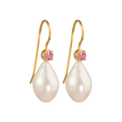 Uma – Perltropfen mit rosa Turmalin-Edelstein Gold