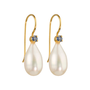 Uma - Perltropfen mit Saphir-Edelstein Gold