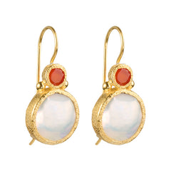 Devi - Perlenohrringe Gold mit Karneol-Edelstein