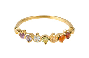 Mare - wave ring gold with chakra gemstones