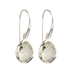 Riva - Wavy Edge Silver Earrings with Green Amethyst