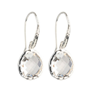 Riva - wavy edge silver earrings with clear quartz gemstones