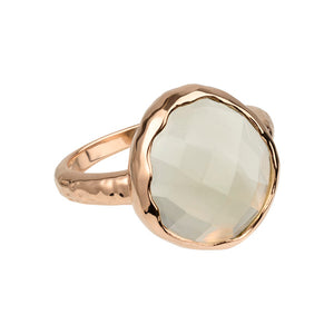 Riva - wavy edge ring gold green amethyst
