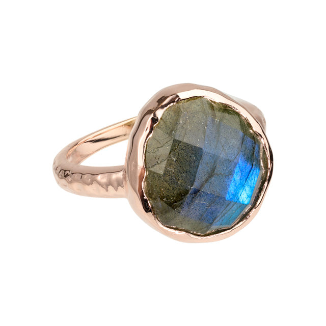 Riva - Ring mit gewelltem Rand Gold Labradorit