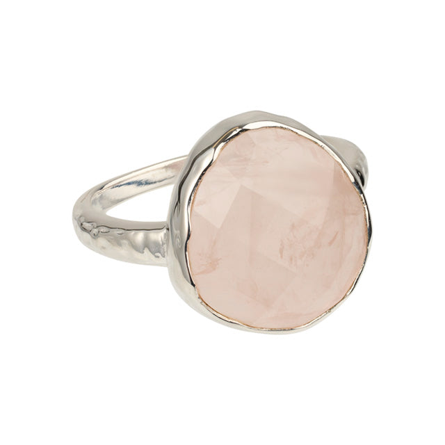 Riva - wavy edge ring silver rose quartz