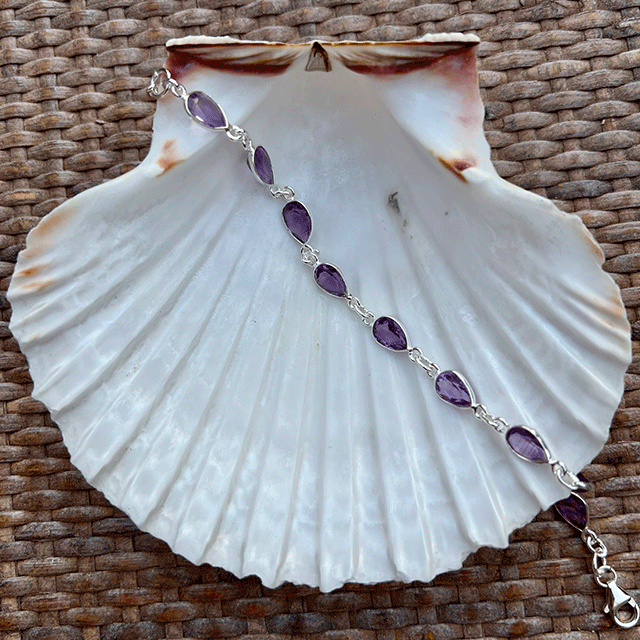 Armband Silber tropfenförmiger Amethyst