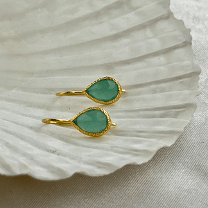 Veda - Tropfenohrringe Gold Aqua Chalcedon