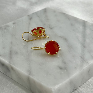 Flore - flowercup earrings with gemstone gold carnelian