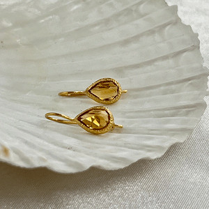 Veda – Tropfenohrringe Gold Citrin