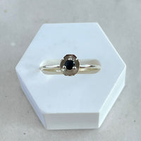 Dahlia - silver mini flower ring sapphire
