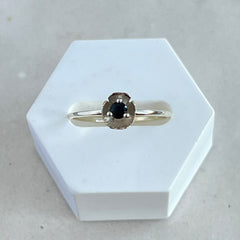 Dahlia - silver mini flower ring sapphire