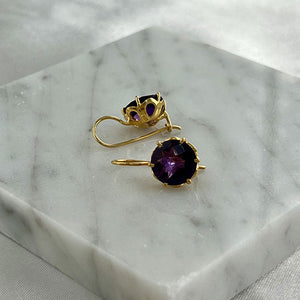 Flore - flowercup earrings with gemstone gold amethyst