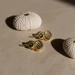 Darae - Double Gem Ohrringe Gold Peridot und Zitronenquarz