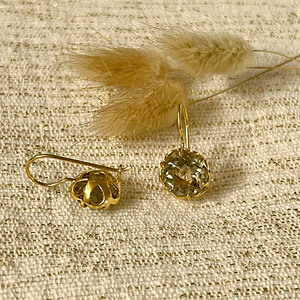 Flore - Flowercup-Ohrringe mit Edelstein Gold grüne Amethyst