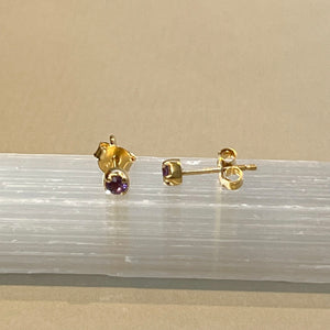 Sumi - stud earrings gold amethyst February
