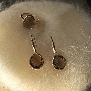 Riva - wavy edge ring gold smoky quartz